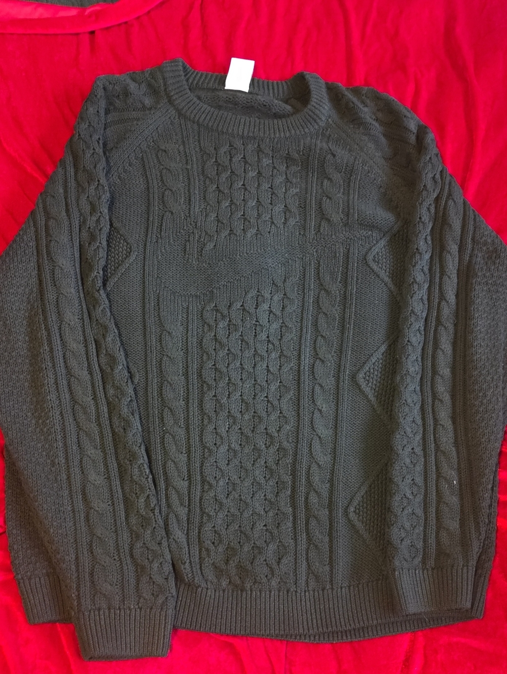 Nike Men's Black Cable Knit Crewneck Sweater